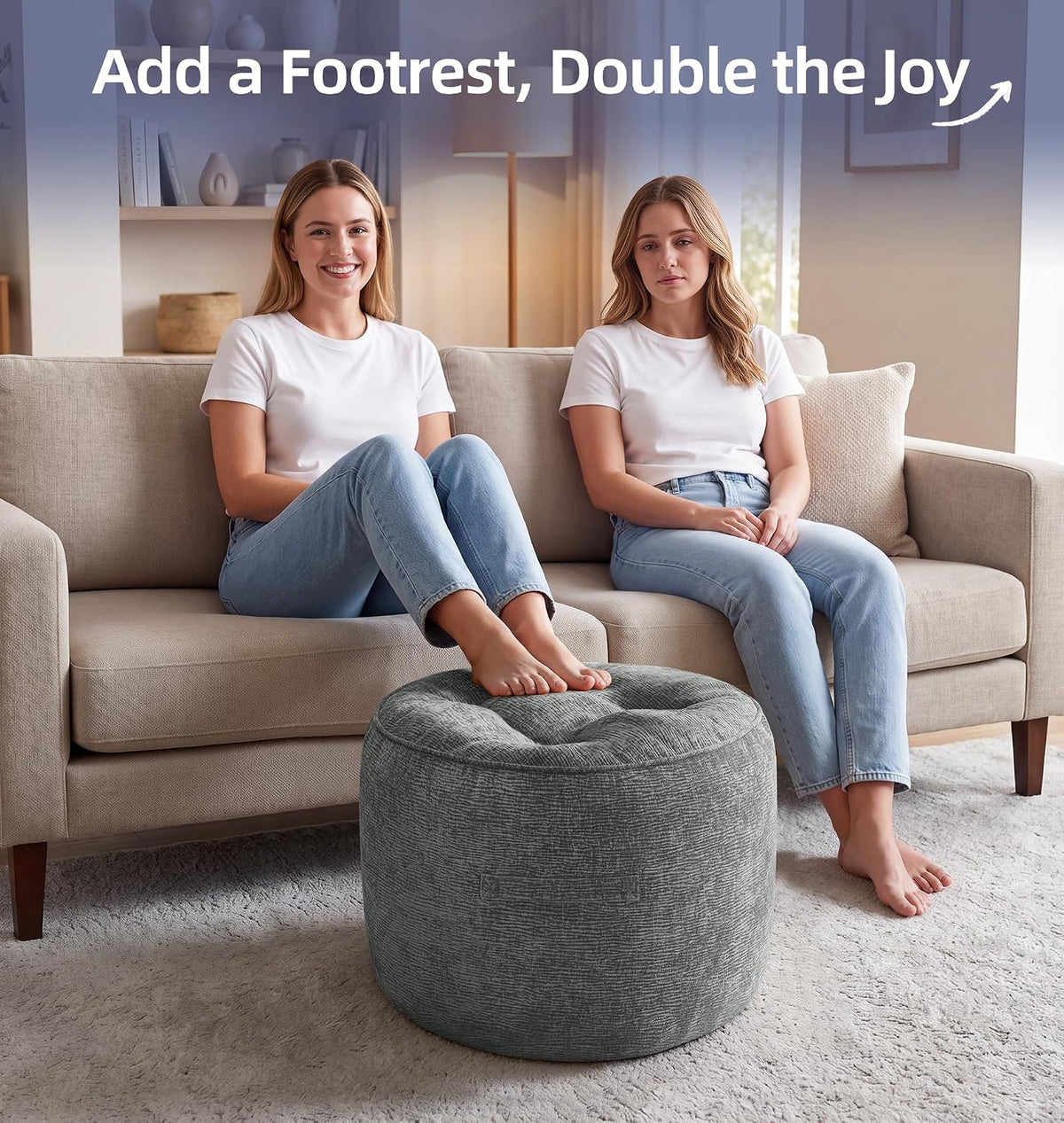 Hobestluk Round Oversized Ottoman Foot Leg Rest Under Desk for Couch