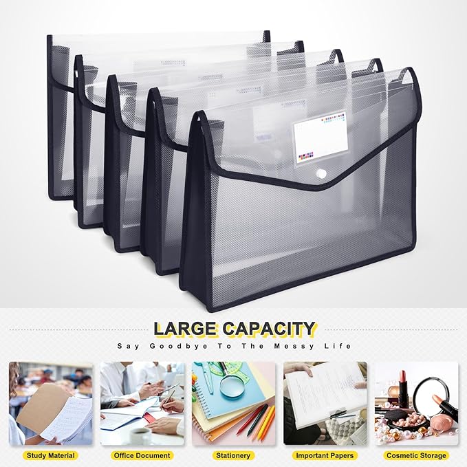 Plastic File Folders, Waterproof Transparent Expandable File Organiser - Image 4