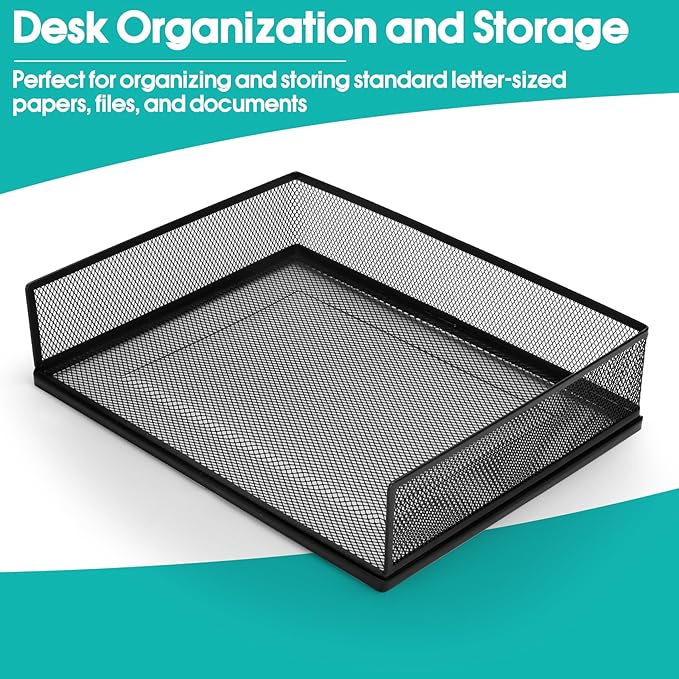 AZFUNN Wire Mesh Letter Trays Paper Tray Desk File Organizer, 2 Pack Stackable - Image 5