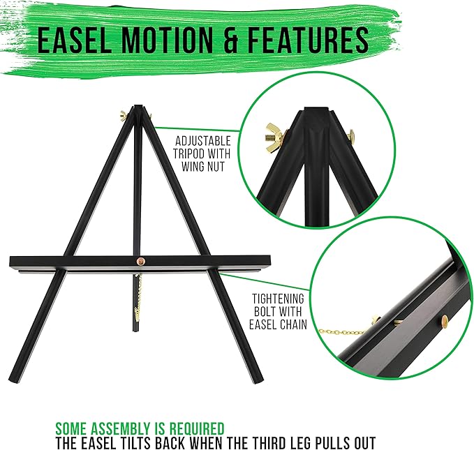 U.S. Art Supply 16" Black Wood Tabletop Easel - Image 3