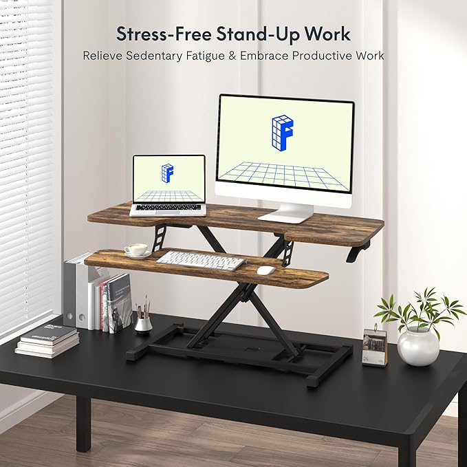 FLXISPOT 40in Standing Desk Converter, Height Adjustable Riser, Manual Lift - Image 4