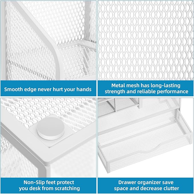 Marbrasse Mesh Pen Holder for Desk, Desk Organizers and Accessories for Office - Image 6