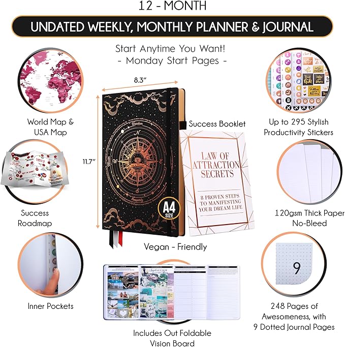 Life Planner - Undated Weekly & Monthly Planner, 12-Month Journey to Increase - Image 2