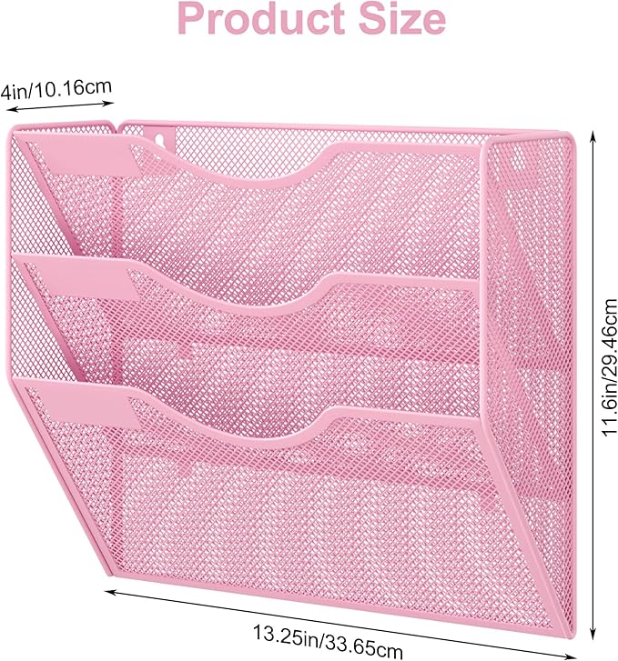 EasyPAG 3 Pocket Mesh Wall File Organizer, Hanging Paper Folder Holder - Image 7