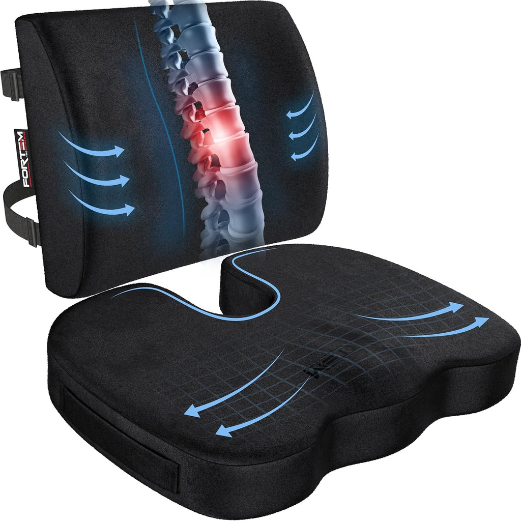 FORTEM Seat Cushion, Office Chair Cushion, Lumbar Support Pillow