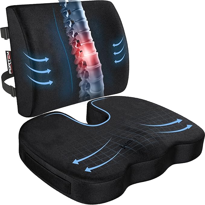FORTEM Seat Cushion, Office Chair Cushion, Lumbar Support Pillow by FORTEM