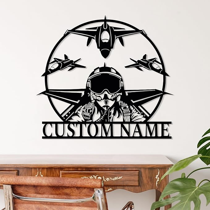 Personalized Metal Airplane Wall Art, Airplane Name Sign, Customized Pilot Name - Image 6