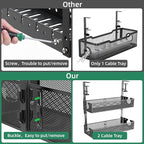Multi-Model Under Desk Cable Management Tray 2 Packs Metal Under Desk Wire - Image 4