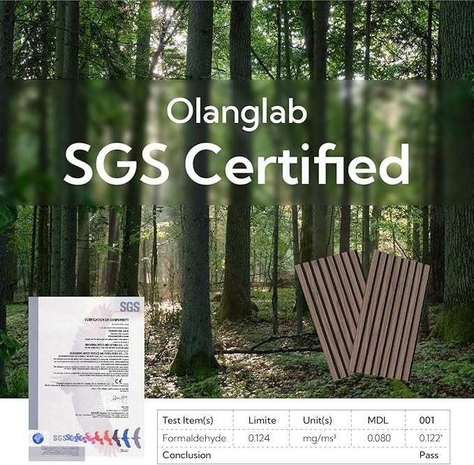 Olanglab Wood Slat Wall Panels, Wooden Acoustic Wall Panels, 94.5"x12.6" Each - Image 5