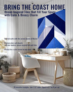 PebblingQ Felt Wall Tiles Bulletin Board, Marine Blue White Panels, Modular - Image 2