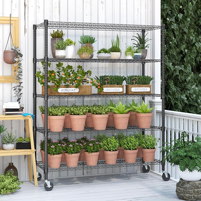 Himimi 82" H Storage Shelves 5 Tier Metal Shelving Adjustable Wire Shelf - Image 5