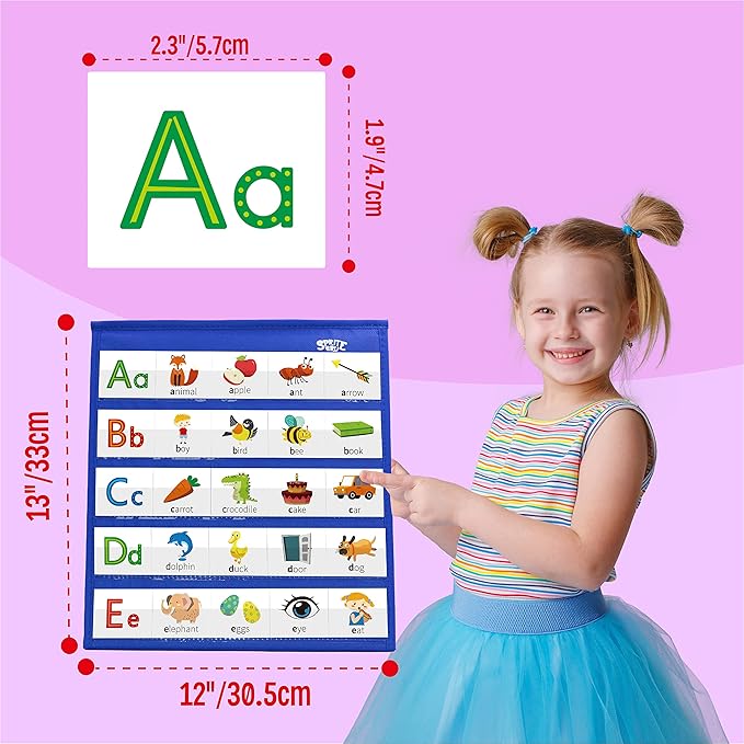 Desktop Pocket Chart, 120 Dry-Erase Double Sided Cards Includes 26 Letters - Image 2