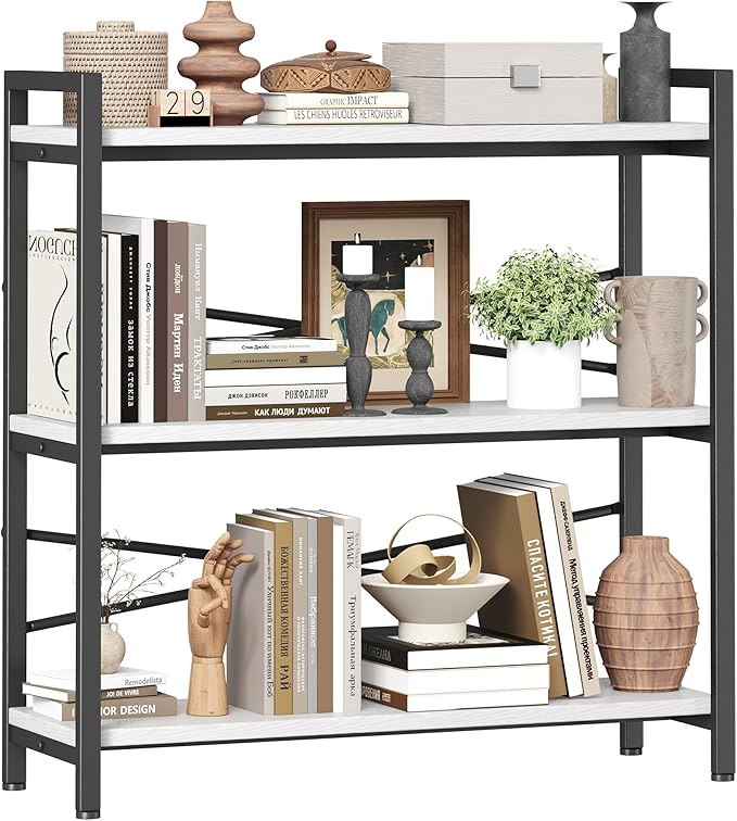 Book Shelf, 3 Tier Bookshelf 31.49" Width, Book Shelf Storage and Organization by Homeiju
