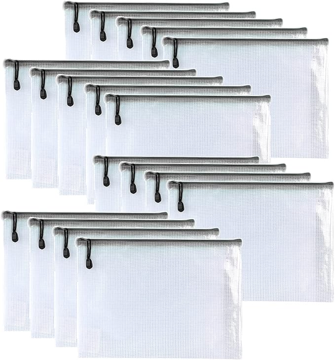 Oaimyy-8 * 10 inchs-18 Pcs-Plastic Mesh Zipper Pouch Document Folders Bag Zip by Oaimyy