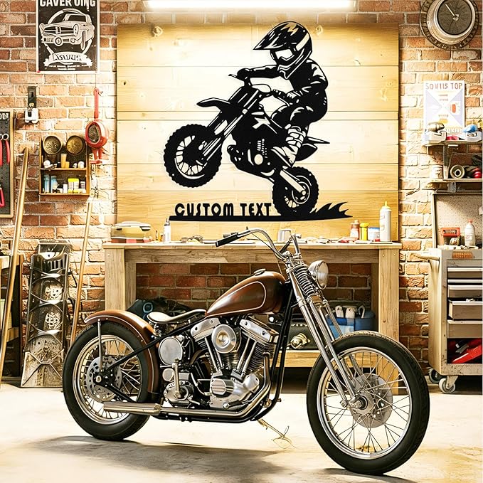 Custom Motorcycle Metal Signs Personalized Dirt Biker Name Sign Custom Garage - Image 3
