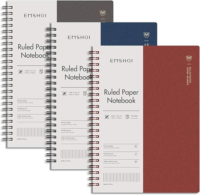 EMSHOI Lined Journal Spiral Notebook 7.48" x 10.15" by EMSHOI