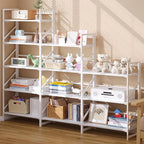JSB No Assembly Folding Bookshelf, 5 Tier Industrial Metal Book Shelf - Image 5