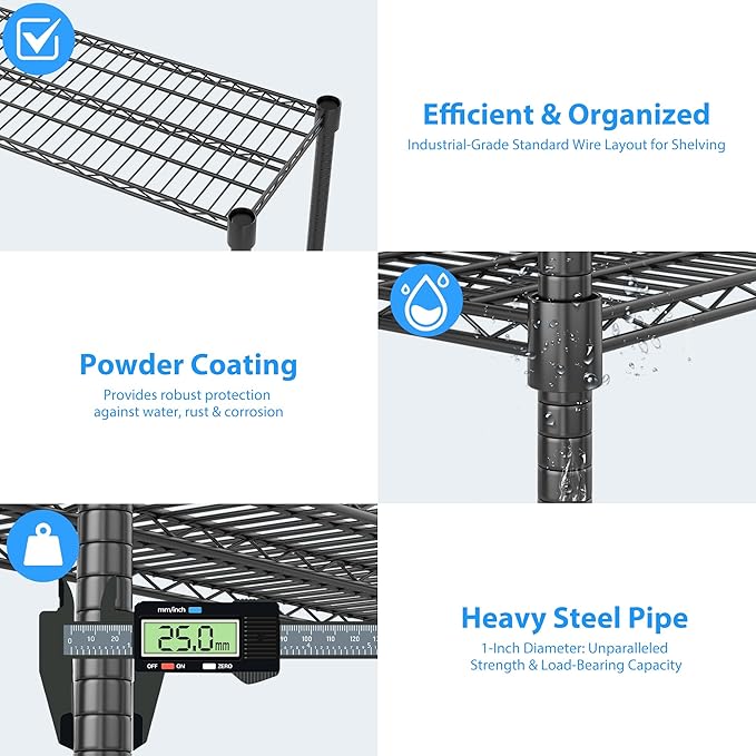 Homdox 5 Tier Heavy Duty Metal Wire Shelving - Image 8