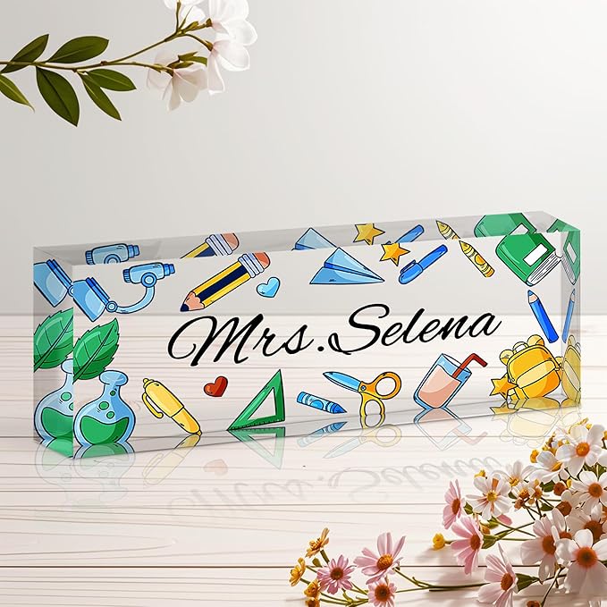 Personalized Name Plate for Desk, Custom Acrylic Desk Name Sign, Office by Unknown