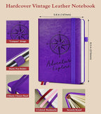 PAIBAS Lined Journal Notebook for Women Men, 160 Pages, A5 Hardcover Vintage - Image 2
