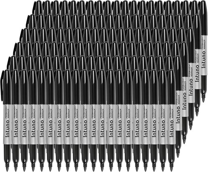 INTUNO Permanent Markers, Fine tip, Oil-Based Permanent Markers, Waterproof and by Unknown