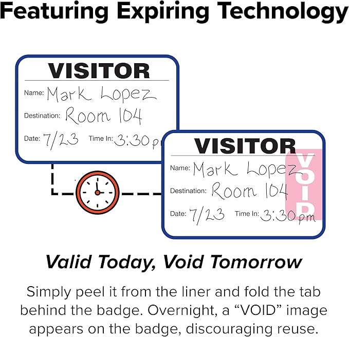 Threshold Tab Expiring Visitor Badge Sign-in Book | Name Tag Stickers | Hospital - Image 3