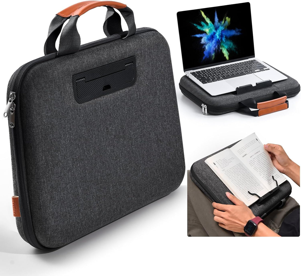 Hard Laptop Case 15.6 Inch with Stopper and Book Clip - Black