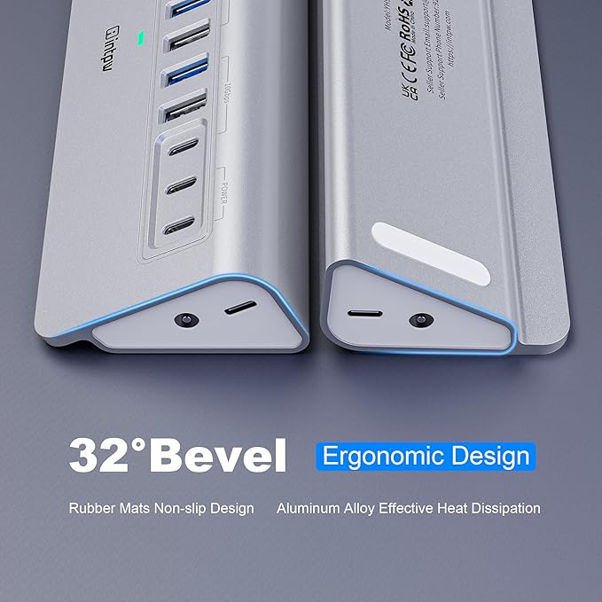 YH9AC Powered USB Hub 10Gbps, intpw 12 Port USB C Hub - Image 5