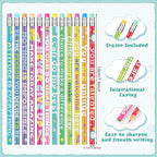 200 Pcs Motivational Pencils Bulk, Rainbow Inspirational School Pencils - Image 3