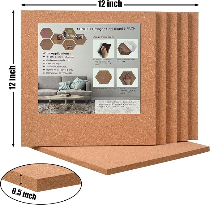 SUNGIFT Cork Board 12"x12" - Image 3