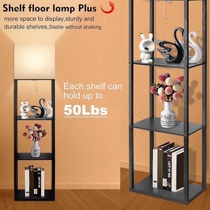 RUNTOP Plus Floor Lamp with Shelves, Shelf Lamp with 15W LED Bulb, 3 Colors - Image 5
