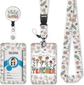 Teacher Badge Holder with Retractable Lanyard, Flower Lanyards by Mcapirivo