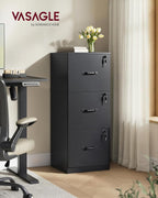 vasagle 3 drawer file cabinet with locks, for, close-up detail