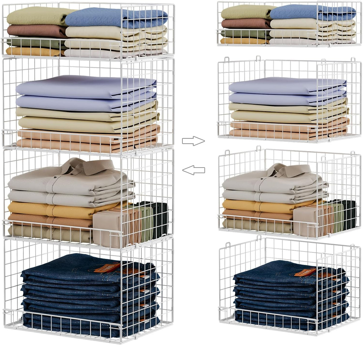 Yociyoga 4 Tier Stackable Closet Organizers and Storage Shelves, Foldable Clo...