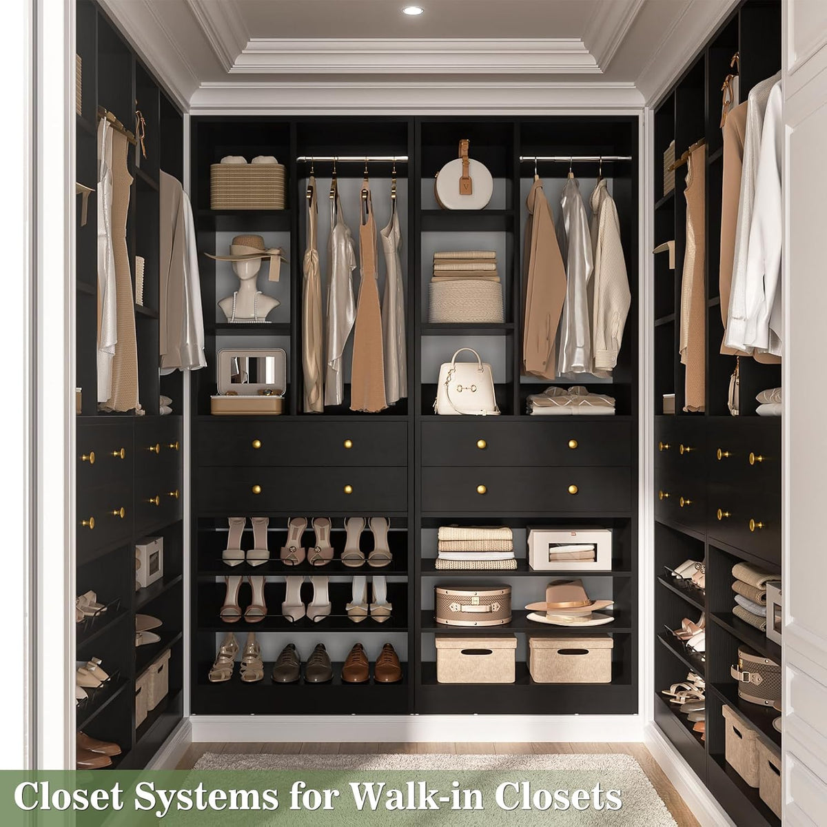 Besiost Closet System, 84"/7 FT Closet Organizer System with 6 Drawers a...