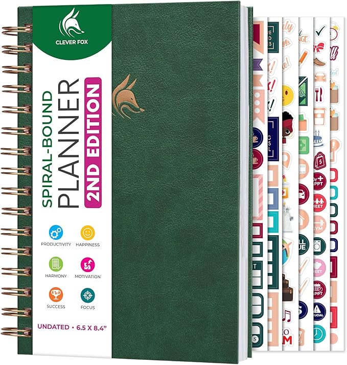 Clever Fox Planner 2nd Edition Spiral – Colorful Weekly & Monthly Goal Planner by CleverFox
