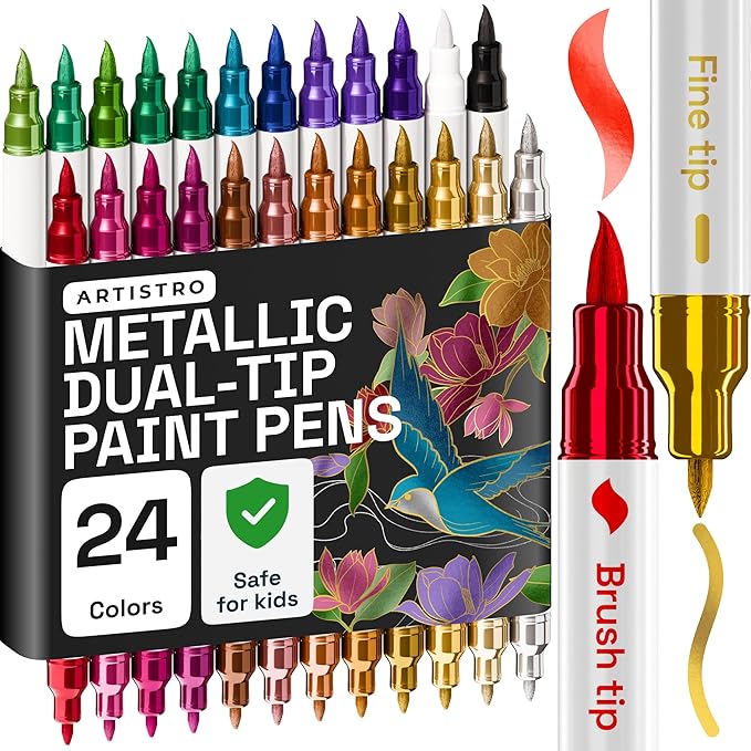 ARTISTRO 24 Metallic Acrylic Paint Markers by ARTISTRO