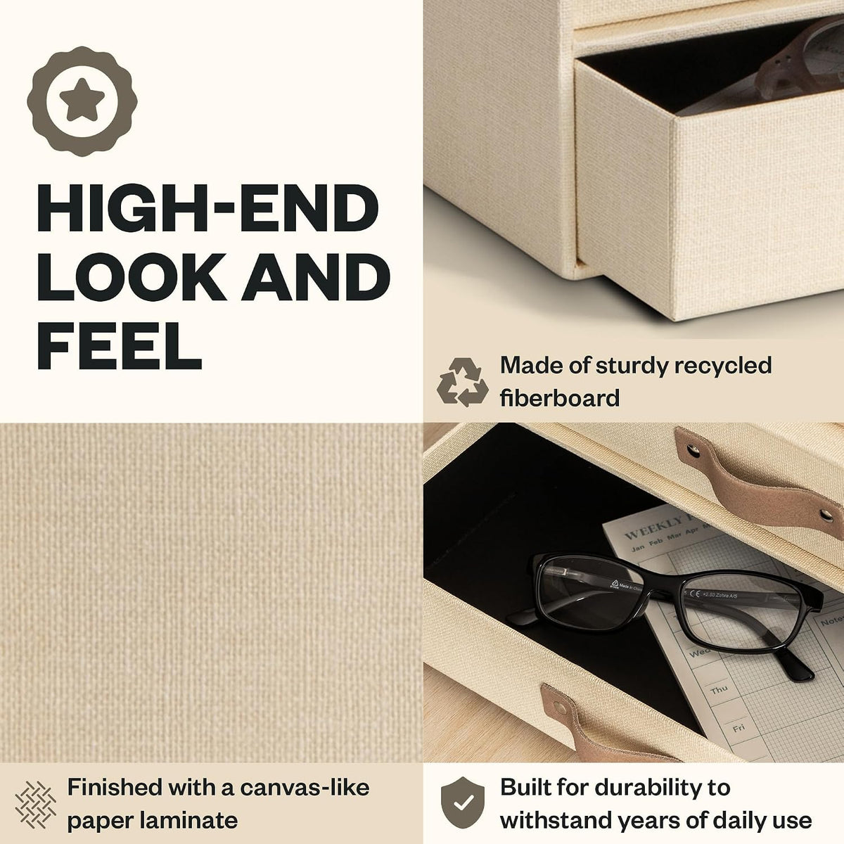 Bigso Birger 2 Drawers - Desktop Drawers for A4 and Letter Size Papers and Do...