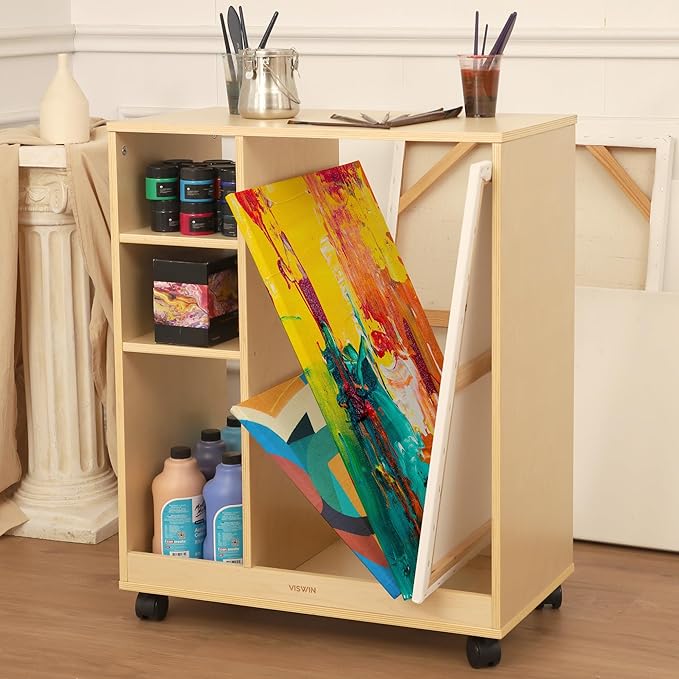 VISWIN Art Cart Organizer, Solid Pine Wood Art Supply Storage Organizer - Image 8