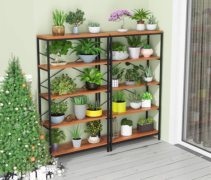 Himimi Industrial Bookshelf 5-Tier, Bookcase 58" H Ladder Shelf, Storage - Image 6