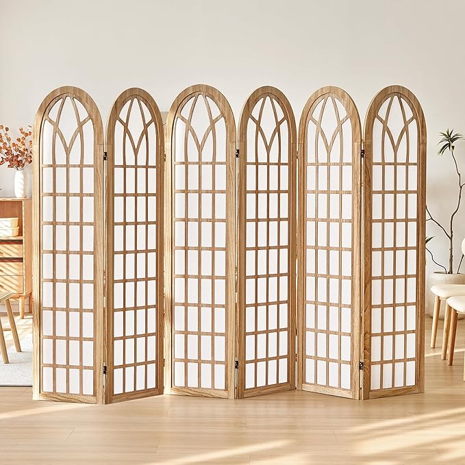 Aletheiawu 6 Panel Room Divider Wall Shoji Screen, Japanese Wood Room Divider - Image 2