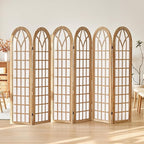 Aletheiawu 6 Panel Room Divider Wall Shoji Screen, Japanese Wood Room Divider - Image 2