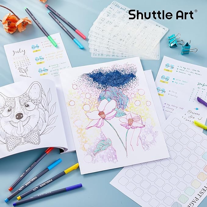 Shuttle Art Fineliner Pens, 100 Colors 0.38mm Fineliner Color Pen Set Fine Line - Image 5