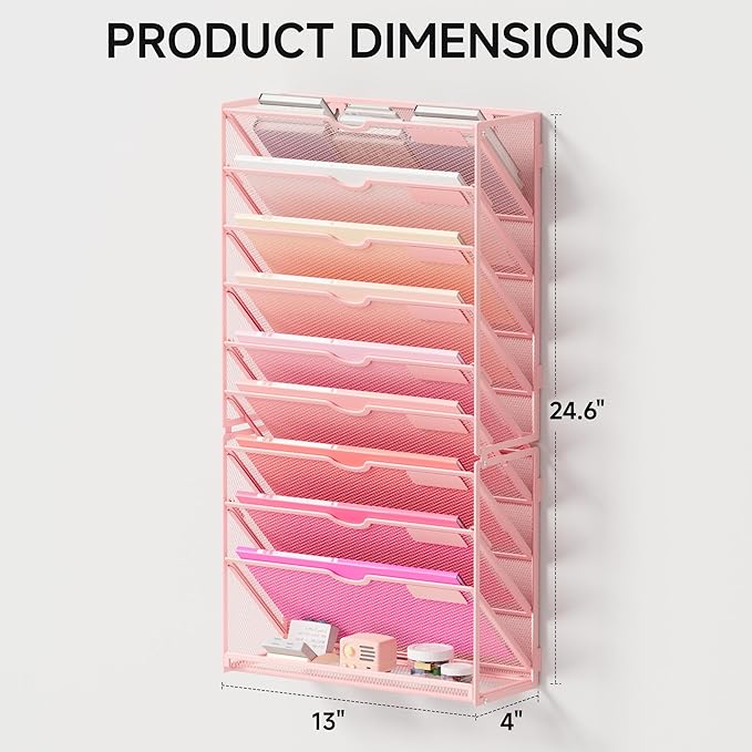 Lavatino 10-Tier Hanging Wall File Folders Organizer - Image 4