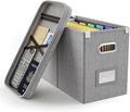 Oterri File Organizer Box with Lid, Hanging Filing File Box with Mesh Pocket by Oterri