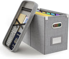 Oterri File Organizer Box with Lid, Hanging Filing File Box with Mesh Pocket by Oterri