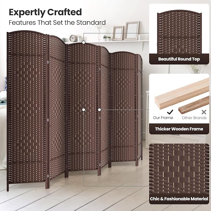 Cocosica 6 Panel Room Divider, 6Ft Folding Privacy Screen, Tall - Image 2