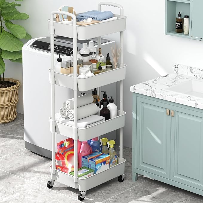 Sywhitta 4-Tier Plastic Rolling Utility Cart - Image 6