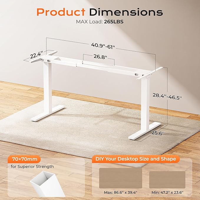 Huuger Dual Motor Electric Standing Desk Frame, Sit Stand up Desk Leg - Image 2