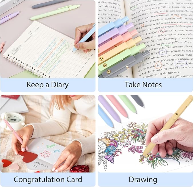 FIOVER Colored Pens, 24 Pack Colorful Gel Pens, Quick-Dry 0.7mm Medium Point - Image 7